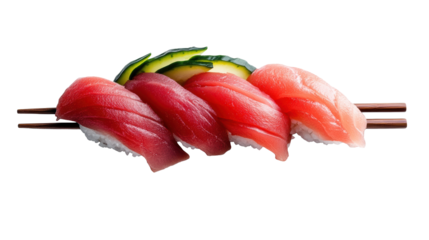Fresh Sushi Nigiri with Tuna on Transparent Background