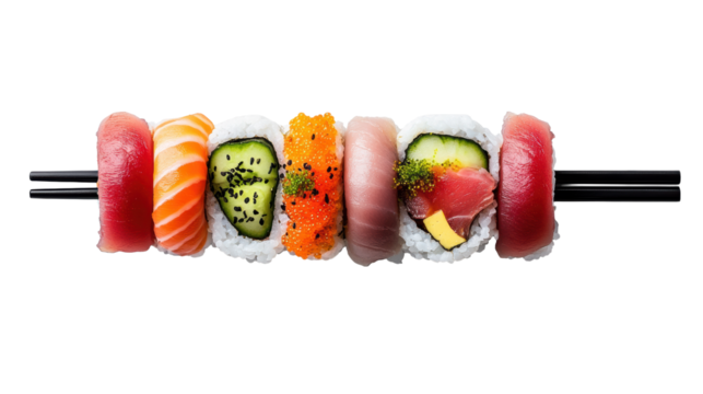 Sushi Variety on Transparent Background