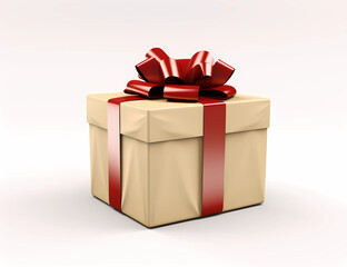 Obraz premium elegant beige gift box with a red bow