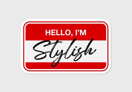 Hello I'm name badge Stylish laptop sticker