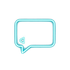Naklejka premium Bright cyan neon outline of Chat bubble Communication on black Clean PNG