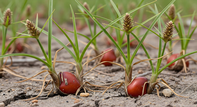Nut Grass (Cyperus rotundus) Growing in the Field