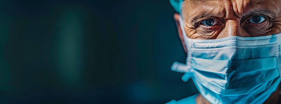 middle aged male surgeon in surgical mask operating on patient