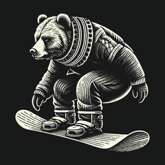 Bear on Snowboard: Winter Sports and Adventure.