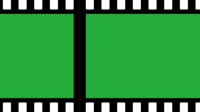 Looping animation of photo film scrolling horizontally. 4k