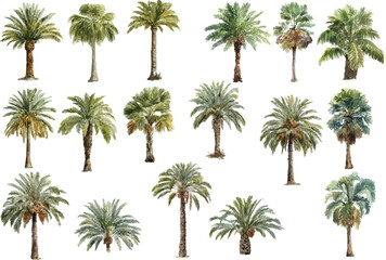 Watercolor  Date Palm Tree Clipart