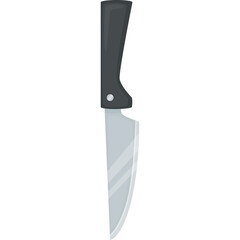 A silver chef knife with a black handle isolated on a white background for cooking and culinary use