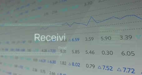 Displaying digital dashboard on screen, with blue line graph, delta icons and Receivi Proc labels