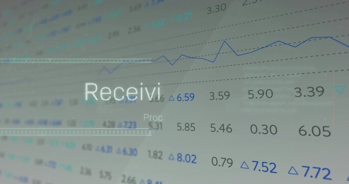 Displaying digital dashboard on screen, with blue line graph, delta icons and Receivi Proc labels