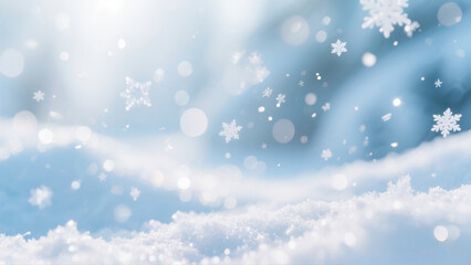Fototapeta premium Frosted Dreamlight Winter Background with Soft Snow Bokeh and Ethereal Glow.
