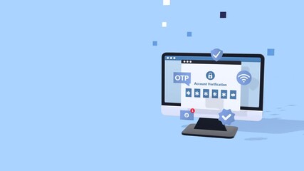 3D Animation Depicting Two Step Verification With OTP Code For Enhanced Account Security And Digital Protection, With Copy Space For Text. Perfect For Technology, Finance, And Online Security Visuals. - Powered by Adobe