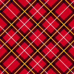 Modern diagonal tartan plaid pattern in red, black, and yellow