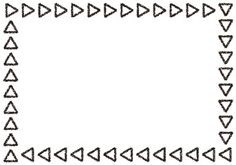 手描きのクレヨン素材　背景　三角模様のフレーム