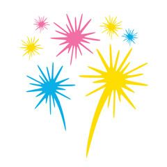 Fireworks flat vector illustration isolated