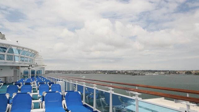 View from a Luxury Cruise Ship Deck Over The San Diego Harbor, San Diego, California.