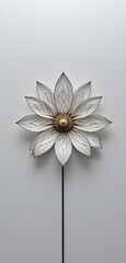 Elegant white flower with intricate gold veining, creating a minimalist, graceful botanical artwork.