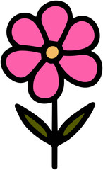 Cute Pink Flower Icon: Minimal Romantic Blossom