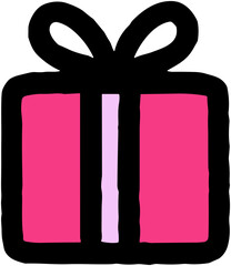 Cute Pink Gift Icon: Minimal Celebration Present
