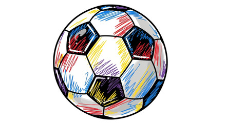 Energetic Hand-Drawn Soccer Ball Illustration - Dynamic Sports Art with Colorful Accents