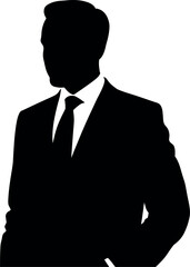 Black silhouette of a man in a suit white shirt