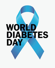 World Diabetes Day with Blue Ribbon Symbol for Awareness