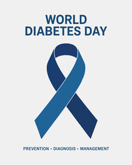 World Diabetes Day with Blue Ribbon Symbol for Awareness