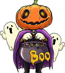 Pumpkin magic Halloween Illustration