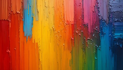 Fototapeta premium abstract vertical textured vibrant paint strokes creating a colorful gradient fusion effect in