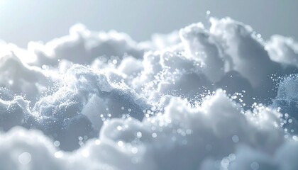 Cloudscape: A serene close-up of soft, fluffy clouds, evokes a sense of tranquility. The image focuses on textures and the way the light reflects.