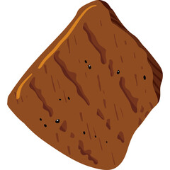 A Single Brown Crouton With Black Pepper Specks On A Transparent Background Isolated Macro Shot