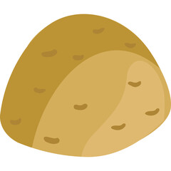 A single brown potato with a smooth texture and small dark spots against a clean white background perfect for food and agriculture themes