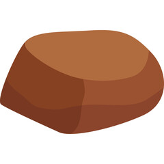 A single brown smooth stone with a rounded top and flat sides casting a subtle shadow on a transparent background a simple natural object rendered in a flat illustrative style