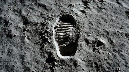 Distinctive boot imprint clearly visible within fine, dusty extraterrestrial surface material © Jojo*