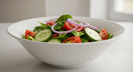 Fresh and Colorful Salad A Healthy and Delicious Meal Featuring Tomatoes, Cucumbers, and Red Onions