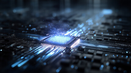 Advanced Semiconductor Nanotechnology - Futuristic Computer Processor Core Closeup