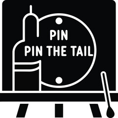 Classic pin the tail on the donkey party game vintage illustration with easel and tail icon vector