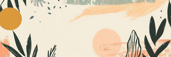 Abstract botanical background with circles and leaves, creating a modern and artistic design with a touch of nature, perfect for creative projects