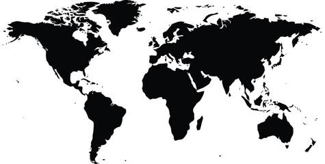 Global world map silhouette outline continents shape geography travel international business exploration vector © SAIF820