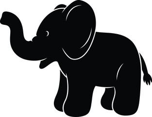 Playful silhouette baby elephant illustration cheerful joyful cute animal design art vector