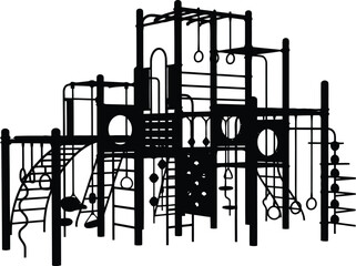 Modern jungle gym outdoor playground equipment silhouette for recreation and fun activities vector