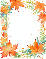 Bright orange and green maple leaves with a watercolor effect provide a lively background perfect for Halloween and autumn-themed projects Generative AI
