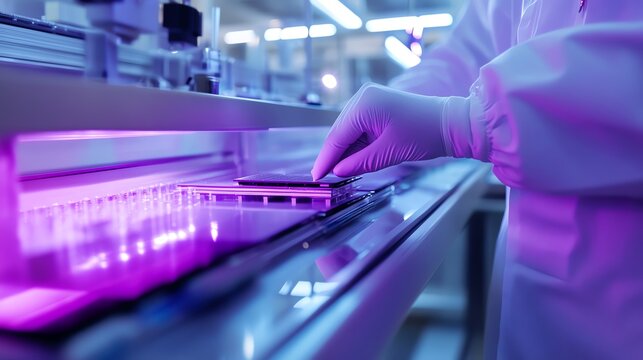 Employees are applying UV curing techniques for stronger chip bonding.