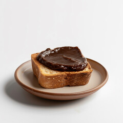 Toast with chocolate spread on a plate isolated on white background, showcasing a decadent and indulgent treat for breakfast or dessert