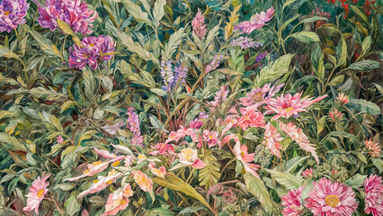 Fototapeta premium Oil painting of the meaning of the flower. Vector converted to image 7