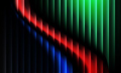 Vibrant red green blue abstract gradient stripes with glowing neon light effect