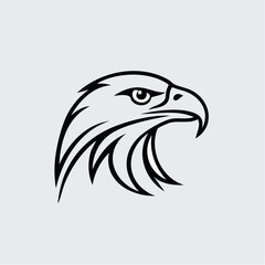 Obraz premium Single black vector silhouette of a falcon head, dynamic line details, modern and clean, white background, scalable design for logo or symbol