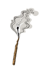 Burnt Wooden Matchstick with Smoke Trail