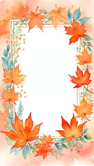 A beautiful watercolor design features vibrant autumn orange and green maple leaves. Perfect for Halloween projects or seasonal greetings with ample white space for text Generative AI