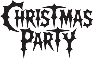 Gothic style "christmas party" text design for holiday celebrations and events isolated on transparent background