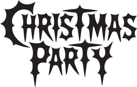 Gothic style "christmas party" text design for holiday celebrations and events isolated on transparent background